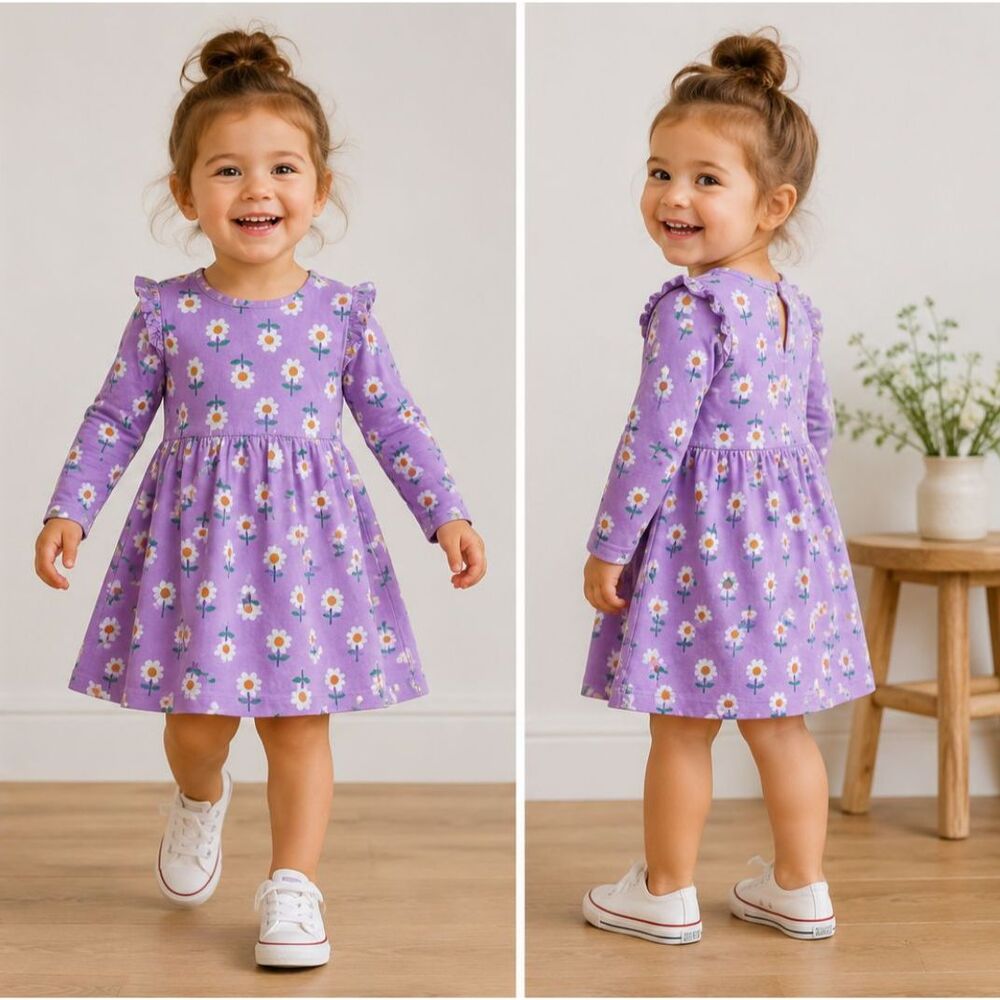 3x Hanna Anderson Multicolor Floral Mini Dresses  Girls Size 2 Years